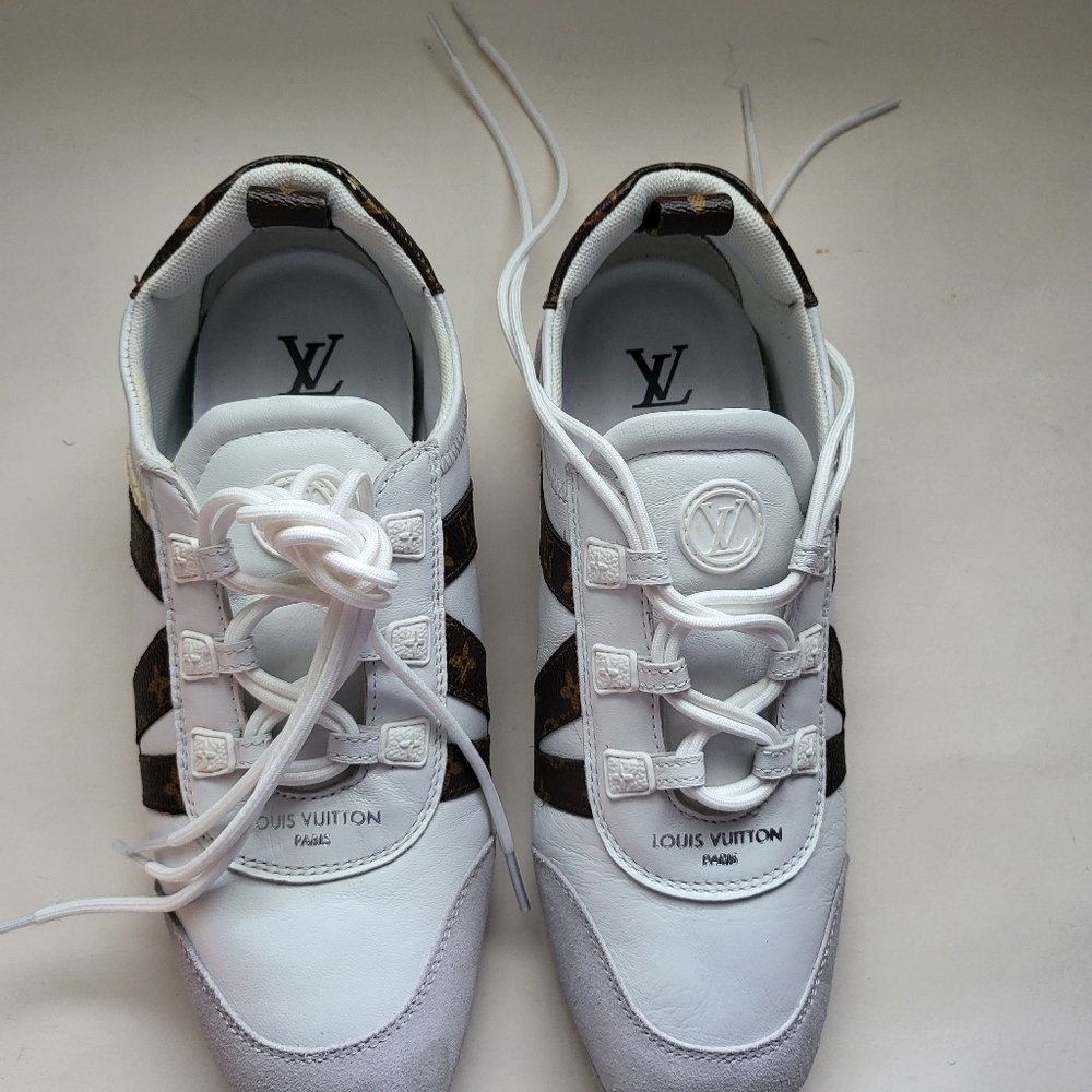 Louis Vuitton White and Brown Sneakers - Picture 10 of 10